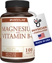Magnezyum ve Vitamin B6 - Kas Sağlığını Korumaya Yardım - Beyin Sağlığı ve Sinir Fonksiyonlarını Destekler - Günlük Yaşam ve Uyku Kalitesine Yardım - Kurtarma Boost - Diyetsel Tamam - 100 Tablet