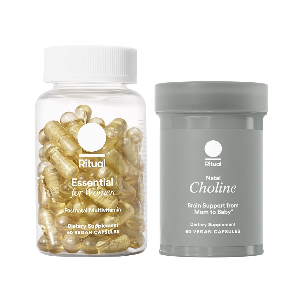 Ritual Postnatal Anne-to-Baby Set, Postpartum Multivitamin ve Natal Choline Supplements, Supports Lactation, Immune Function, and Baby's Cognitive Function