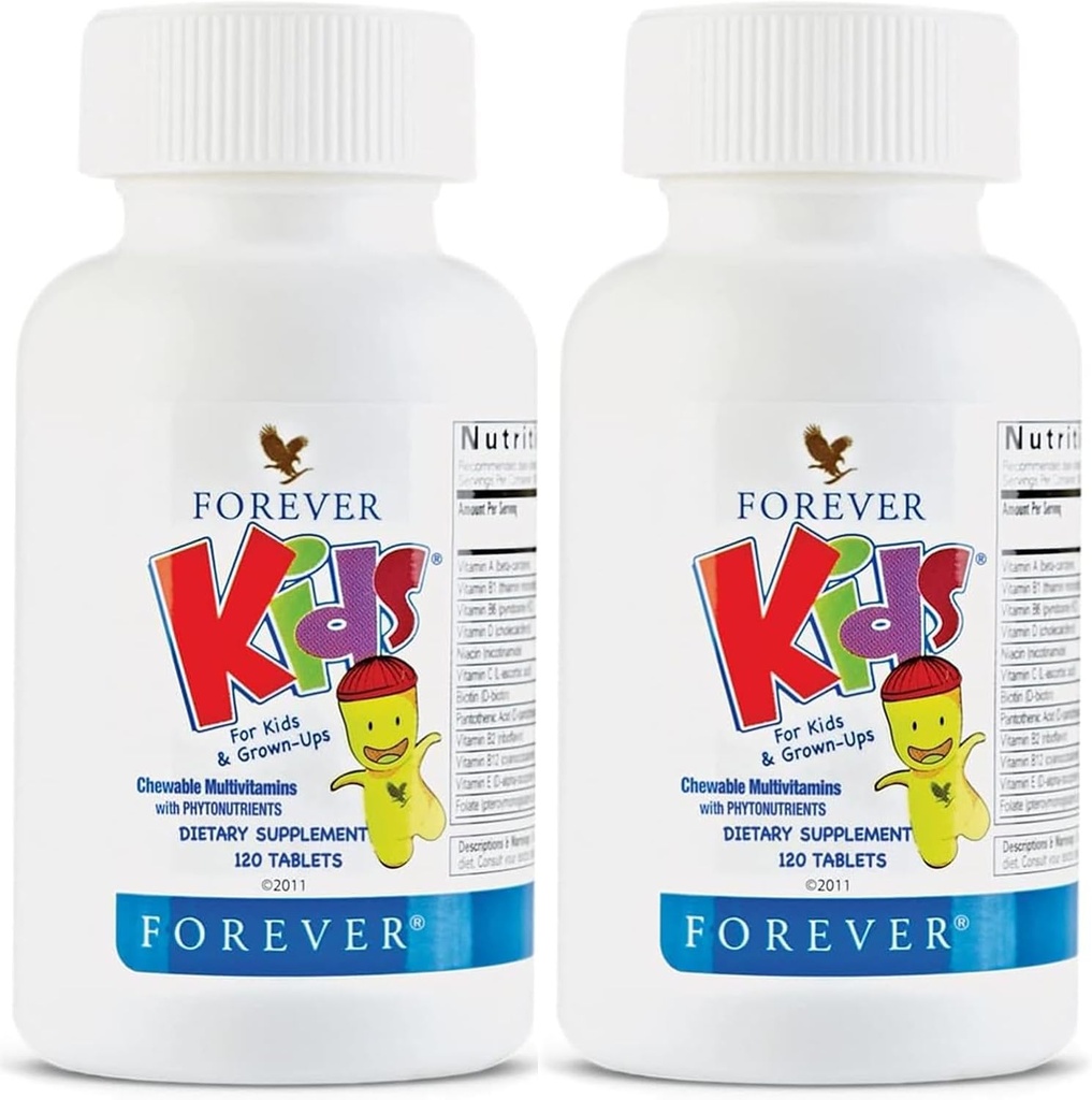 Sonsuz Yaşam - Çocuklar Kolay Çokvitamin - Sağlıklı Büyüme ve Kalkınma için Grape Flavor - Yapay Flavors - 120 Tablet (Pack of 2)