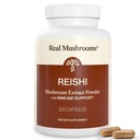 Real Mushrooms Reishi Mushroom Capsules - Handpicked Organic Mushroom Extracts - Red Reishi for Tranquil Daily Wellness için Doğrulanmış Beta Glucans Vegan, Non-GMO, Hayır, 200 ct