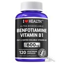 Benfotimin 600 mg Plus 20mg Vitamin B1 | 120 Veggie Capsules | ABD'de Yapıldı | 3. Parti Test Edildi | Şükrü Temel Vitamin B1 Thiamine Supplement | Non-GMO | Gluten Free-Vegetarian Friendly Friendly