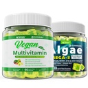 Vegan Omega 3 Gummies 1000mg με Vegan Multivitamin για γυναίκες άνδρες με σίδηρο, βιταμίνη B12, A, D3, K2, Algae Omega 3, μαγνήσιο, ψευδάργυρος