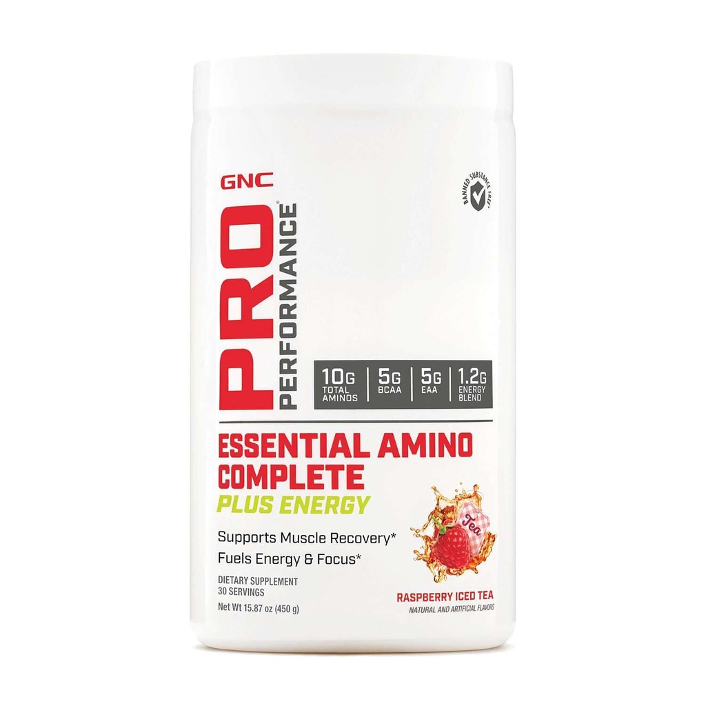 GNC Pro Performance EssentialEnergy Energy – Raspberry Buzd Çay | 5g BCAA, 5g EAA Plus Enerji ve Elektrolyte Kompleksi | 30 Hizmet