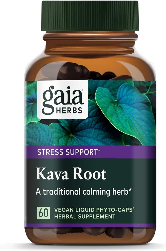 Gaia Herbs Kava Kava Root, Vegan Liquid Capsules, 60 Count - Υποστηρίζει συναισθηματική ισορροπία, ηρεμία & χαλάρωση, εγγυημένη ισχύς 75mg Ενεργός kalavactones