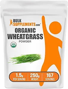 BulkSupplements.com Organik Buğdaygrass Toz - Organik Super Greens Toz, Superfoods Supplement - Vegan & Gluten Free, 1.5g per Service, 250g (8.8 oz) (Paket 1)