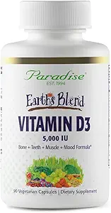 Paradise Herbs Earth's Blend Vitamin D3, Superfoods Base of Probiotics and Organic Alkalizing Greens, Veggies & Berries, 90 Vegetarian Capsules