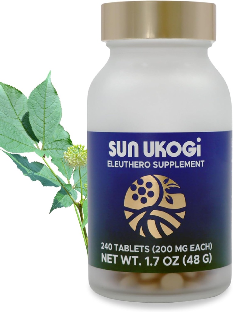Sun Chlorella Sun Ukogi Eleuthero Root 200 mg Sibirya PP Supplement - Kadınlar ve Erkekler için Doğal Uyum Tamamı - Non-GMO - 240 Tabletler
