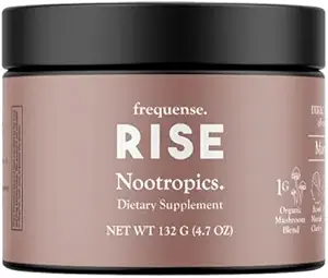 FREQUENSE - Rise Nootropic Tub - Mango Lemonade Flavor - Supports Brain Performance & Clarity - Mushrooms, B Vitamins & Green Coffee - 132g