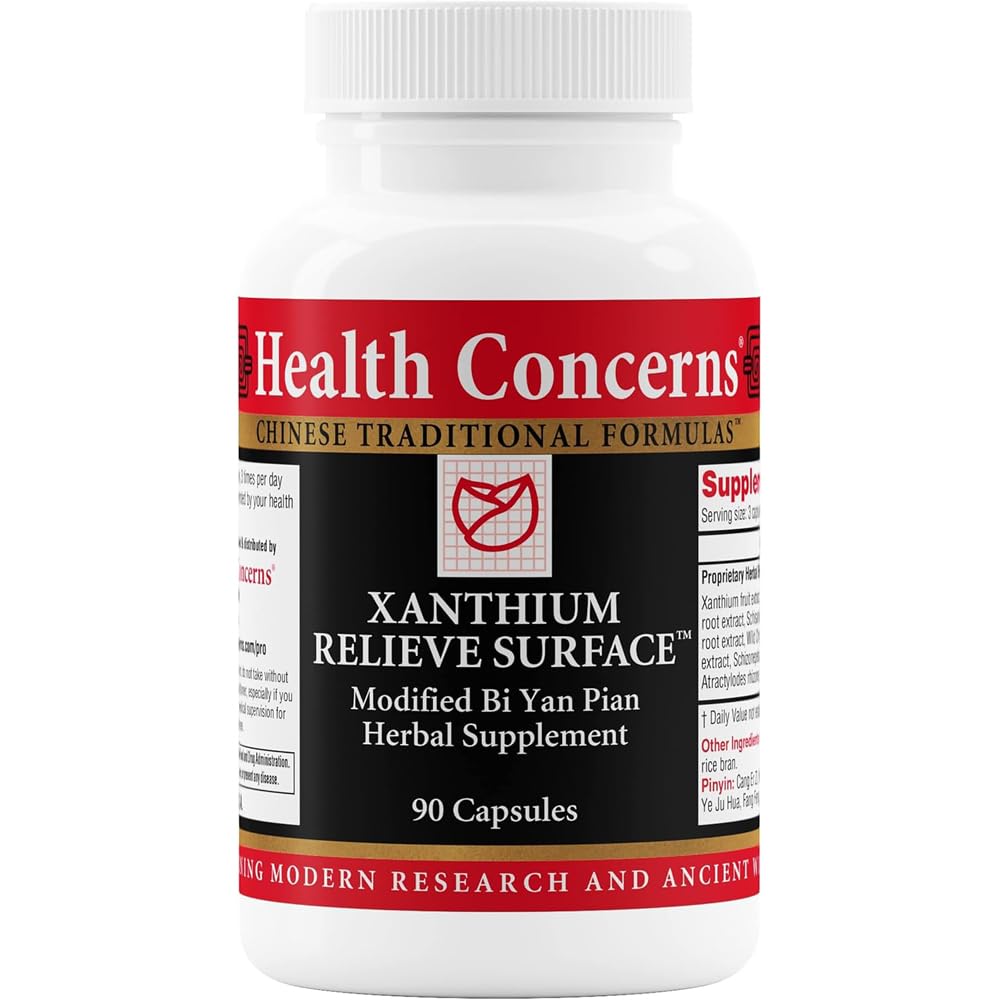 Sağlık Xanthium Relieve Surface - Immune Support Supplement - Phlegm, Sinus Alerji, Nasal Congestion & Skin Rash Support - Geleneksel Çin Formula ile Herbal Supplement - 90 Capsules