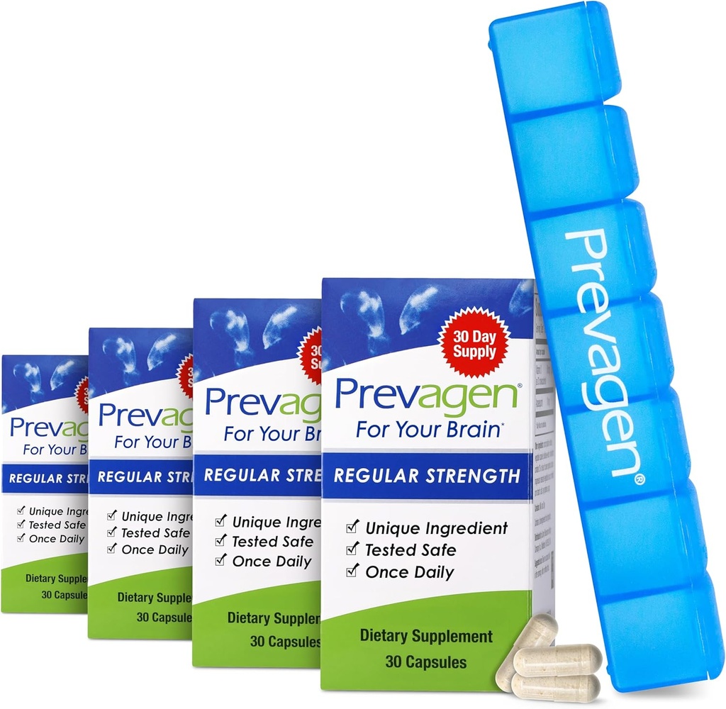 Prevagen Regular Strength - 120 Capsules (4 Month Supply) | Formulated for Your Brain | 10mg of Apoaequorin Plus Vitamin D3 with 7-Day Pill Minder