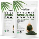Earth Circle Organics Spirulina Toz, Kosher, Raw ve Non-Irradiated | Pure Vegan protein | Premium Superfood, Yüksek nükleik asitler ve Antioksiler - 4 Ounce (2 Packs)