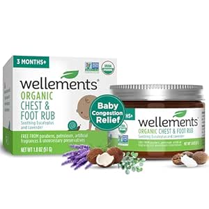 Wellements Organic Baby Chest & Foot Rub for 3 Months+ (1.8 Fl Oz) | Soothes & Comforts | Baby congestion relief* with Eucalyptus and Lavender | Free From Petroleum, Menthol and Artificial Fragrance