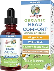 USDA Organik Head Comfort Sıvı Herbal Mix MaryRuth's | Ginger Root | Willow Bark | Firefew Whole Plant | Meadowsweet |Traditional Herbs | Non-GMO | Vegan | Gluten Free | 1 Fl Oz