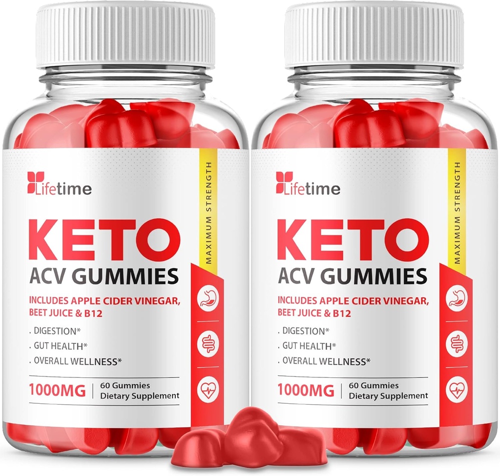 (2 Pack) Lifetime Keto Plus ACV Gummies - Resmi Formula, Vegan, GMO - Lifetime Keto Acc Gummies, Life Time Keto Vinegar, B12, Pomegranate Juice (120 Gummies)
