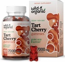 Vahşi & Organik Tart Cherry Gummies 7000 mg - Uric Level Desteği için Tart Cherry Ekstra Supplement - 60 Vegan, Non-GMO Chews
