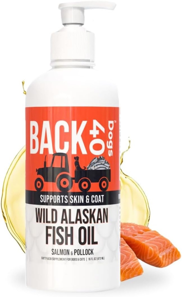 GERİ 40 Köpekler için Vahşi Alaska Balık Yağı, Köpekler ve Kediler için Cilt ve Ön Tamam, Omega-3-Rich Salmon ve Pollock Oil, EPA & DHA Dog Salmon Oil, Brain, Heart, and Commons 16 fl oz (473 ml)