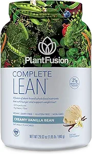PlantFusion Complete Lean Plant Based Protein Toz - Prebiyotik Fiber, Superfoods & Digestive Enzymes - Vegan, Gluten Free, Soy Free, Non-GMO - Vanilla 1.85 lb
