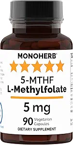 MONOHERB L- Methylfolate 5- MTHF 5 mg - 90 κάψουλες χορτοφάγων - Συμπλήρωμα φολικό μεθύλιο