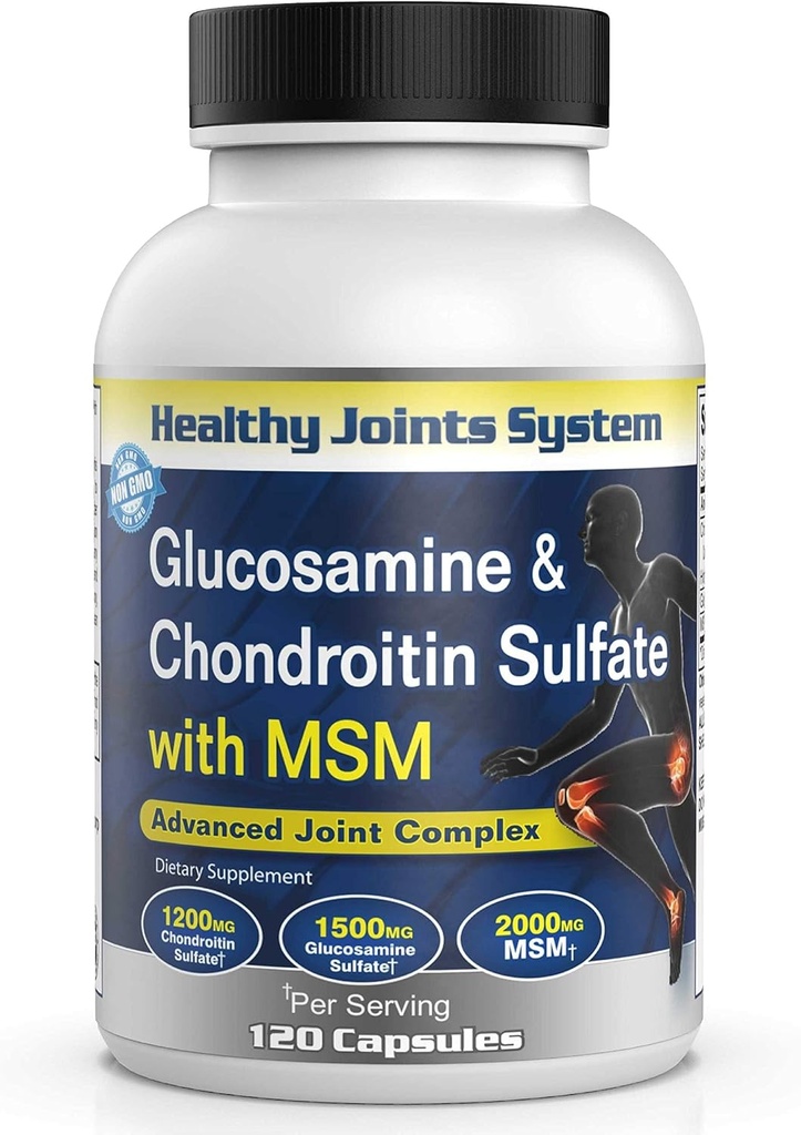 Glucosamine Chondroitin MSM Supplement for Joint & Bone Health - 120 Capsules | Ortak Destek & Discomfort Relief for Back, Dizs, Hands