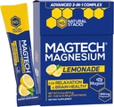 MagTech Magnezyum Drink Mix - Sugar Free Lemonade - 3 Forms of Magnezyum: Magtein L-Threonate, Glycinate & Taurate - 200 mg Chelated Magnezyum Kompleksi - Destekler Rahatlama ve Beyin Sağlığı - 20 Hizmet