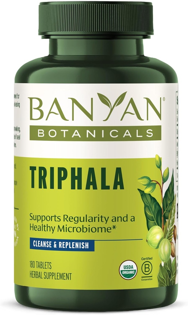 Banyan Botanicals Triphala Tabletleri - Yerli Triphala with Amla, Haritaki & Bibhitaki – Digestion, Elimination & Health Gut Microbiome* – 180 Tablet - Non-GMO Sustainable Sourced Vegan