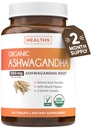 USDA Organik Ashwagandha Supplement - Yüksek Potency Ashwagandha Pills, Gelişen Aborps için Organik Siyah Pepper ile Yapıldı - Vegan Non-GMO ABD ve Lab'da Gerçekleştirilmiş (2 Ay Supply)