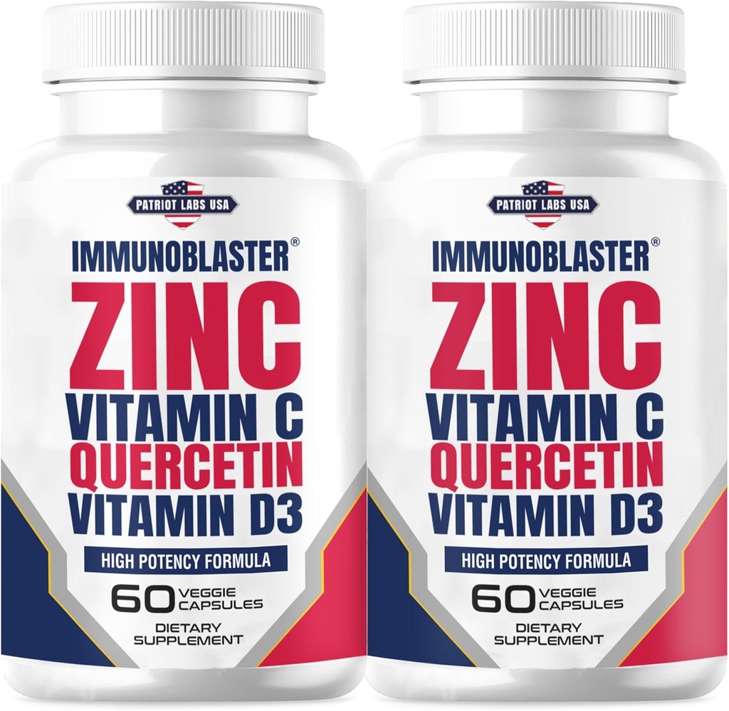 (2 Pack) ImmunoBlaster çinko Quercetin 500 mg Vitamin D ve C Antioksi Immune Support High Potency Quercetin çinko Supplement for Men and Women - Gluten, Soy, & Dairy Free - 120 Count (Twin Pack)