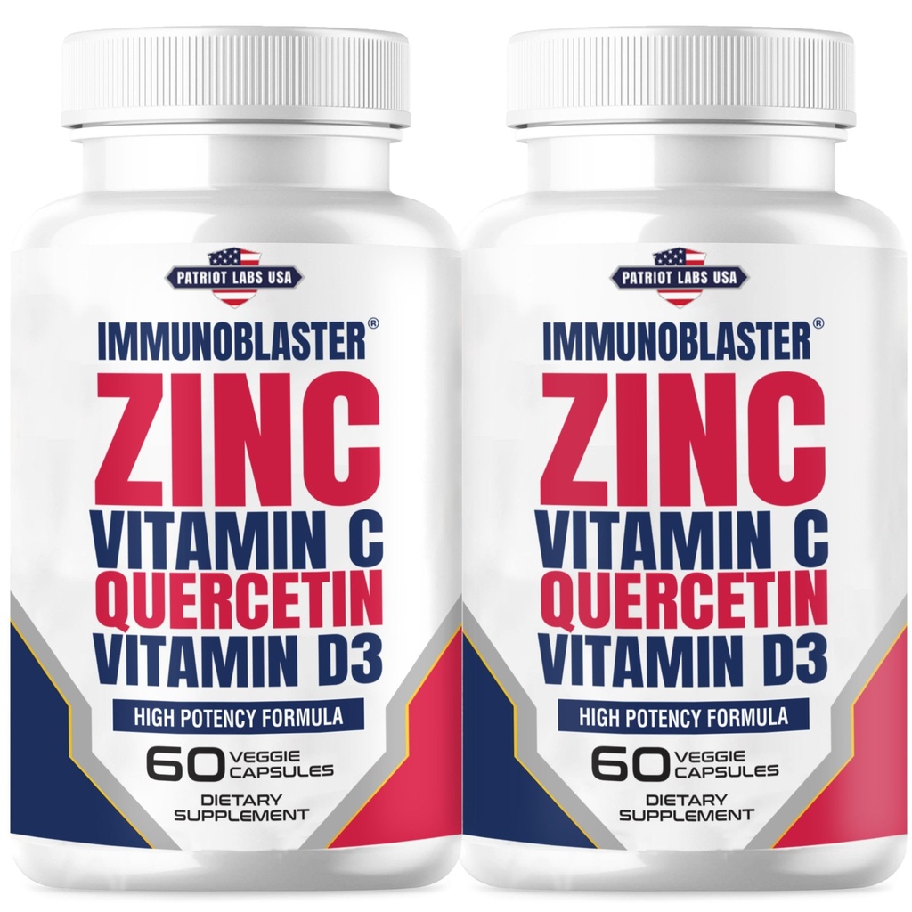 (2 Pack) ImmunoBlaster çinko Quercetin 500 mg Vitamin D ve C Antioksi Immune Support High Potency Quercetin çinko Supplement for Men and Women - Gluten, Soy, & Dairy Free - 120 Count (Twin Pack)
