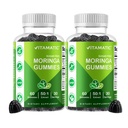 Vitamatic 2 Packs Sugar Free Moringa Gummies- 10000 mg Equivalent Per Service ( 50:1'ten 200 mg)- Tamam Yeşil Superfood 20X Ekstraksiyon - 60 Pectin Temel Gummies - 60 Pectin