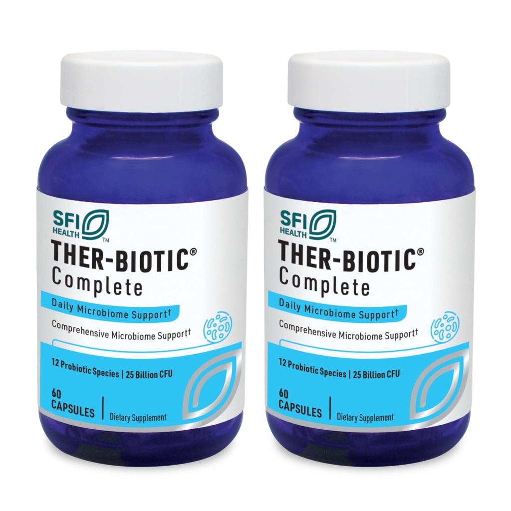 Klaire Laboratuvarları SFI Health Ther-Biotic Complete - Kadınlar ve Erkekler için hipotezler - Asit-Stable Probiyotik Supplement - Immune & Digestive Health - 25 Milyar CFU (2 Pack)
