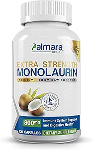 Palmara Health Extra Strength Monolaurin 1,600 mg per hizmet başına 800 mg,