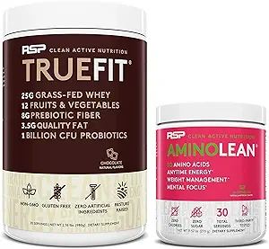 RSP NUTRITION TrueFit protein Toz (Chocolate 2 LB) ile BoltLean Pre Workout Energy (Watermelon 30 hizmet)