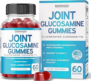 Glucosamine Chondroitin Gummies Ortak Supplement - Yetişkinler Beslenme Tamamları için Glucosamine Gummies - Erkekler ve Kadınlar için Ortak Supplements - Delicious Raspberry Flavor - (60 Count)