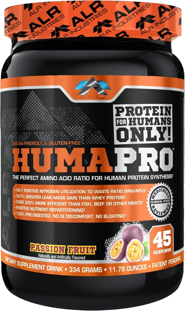 Humapro | Amino Asits protein Matrix for Humans | Lean Muscle için% 99 Utilizasyon | Vegan, Gluten Free | 334g / 45 Hizmet (Passion Fruit)