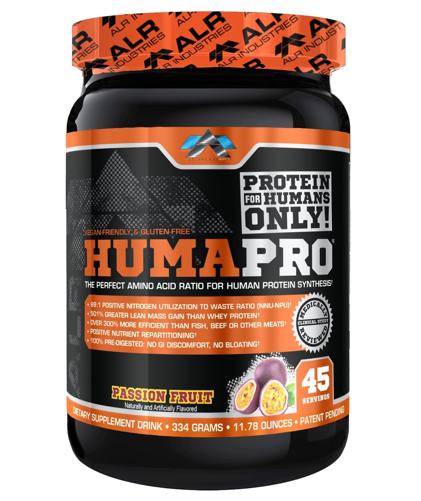 Humapro | Amino Asits protein Matrix for Humans | Lean Muscle için% 99 Utilizasyon | Vegan, Gluten Free | 334g / 45 Hizmet (Passion Fruit)