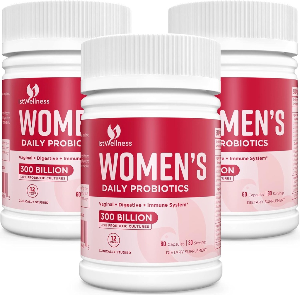 Kadınlar için Probiyotikler - 300 Milyar CFU Probiyotik, 12 Strains Probiyotiks with Cranberry, Seçilmiş Kadınlar Vaginal, Urinary, pH Balance, Diarrhea, Digestive Gut & Immune Health - 180 Capsule
