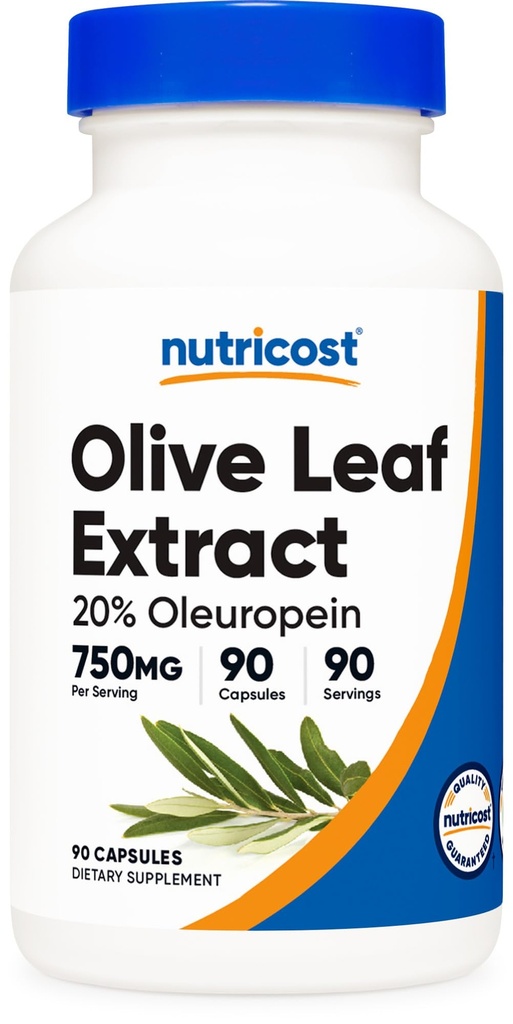 Nutricost Olive Leaf Extract (20% Oleuropein) 750 MG, 90 κάψουλες - Μη ΓΤΟ, Χωρίς γλουτένη