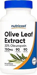Nutricost Olive Leaf Extract (20% Oleuropein) 750 MG, 90 Capsules - Non-GMO, Gluten Free
