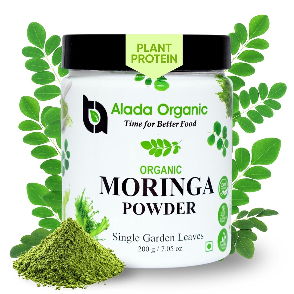 Moringa Toz Organik sertifikalı Moringa Leaf Toz, Moringa Oleifera - Antioksis ve Immune Vitamini, Moringa Drink, India Grown, Vegan -7.05 OZ
