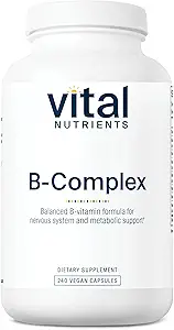 Vital Nutrients B-Complex | Vegan High-Potency Me Complex Vitaminleri | B Vitaminleri Destek Enerji Üretimi, Metabolism ve Kalp Sağlığı * | Gluten, Süt, Soy Free | 240 Capsules
