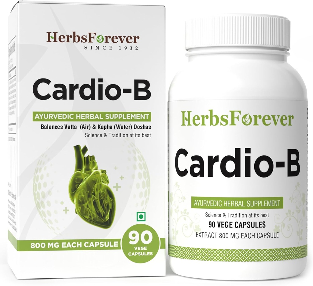 Herbsforever Cardio-B Ayurvedic Herbal Supplement 90 Vege Capsules 800 Mg Every