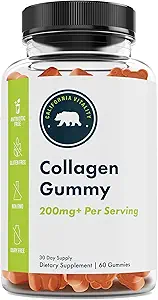 Κολλαγόνο Gummy 200mg+ με βιταμίνη C, βιταμίνη Ε, βιοτίνη και ψευδάργυρο – Συνολική υποστήριξη – Χωρίς γλουτένη, χωρίς γλουτένη, χωρίς γαλακτοκομικά- 60 Gummies – 30 ημέρες προσφοράς - Κατασκευάζεται στις ΗΠΑ