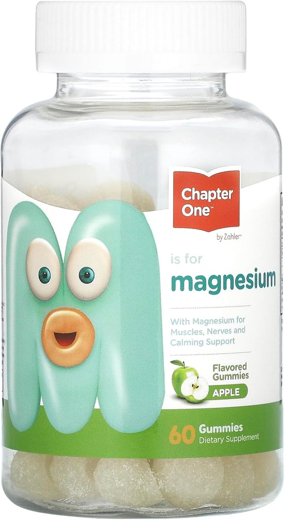 Κεφάλαιο Ένα Μαγνήσιο Gummies για παιδιά & ενήλικες - Φυσικό ήρεμο Gummies - Ήρεμο Μαγνήσιο Κιτρικό - Συμπληρώματα λειτουργίας των οστών και των μυών για παιδιά & ενήλικες - Υποστήριξη Mood, Kosher Apple Γεύση (60)