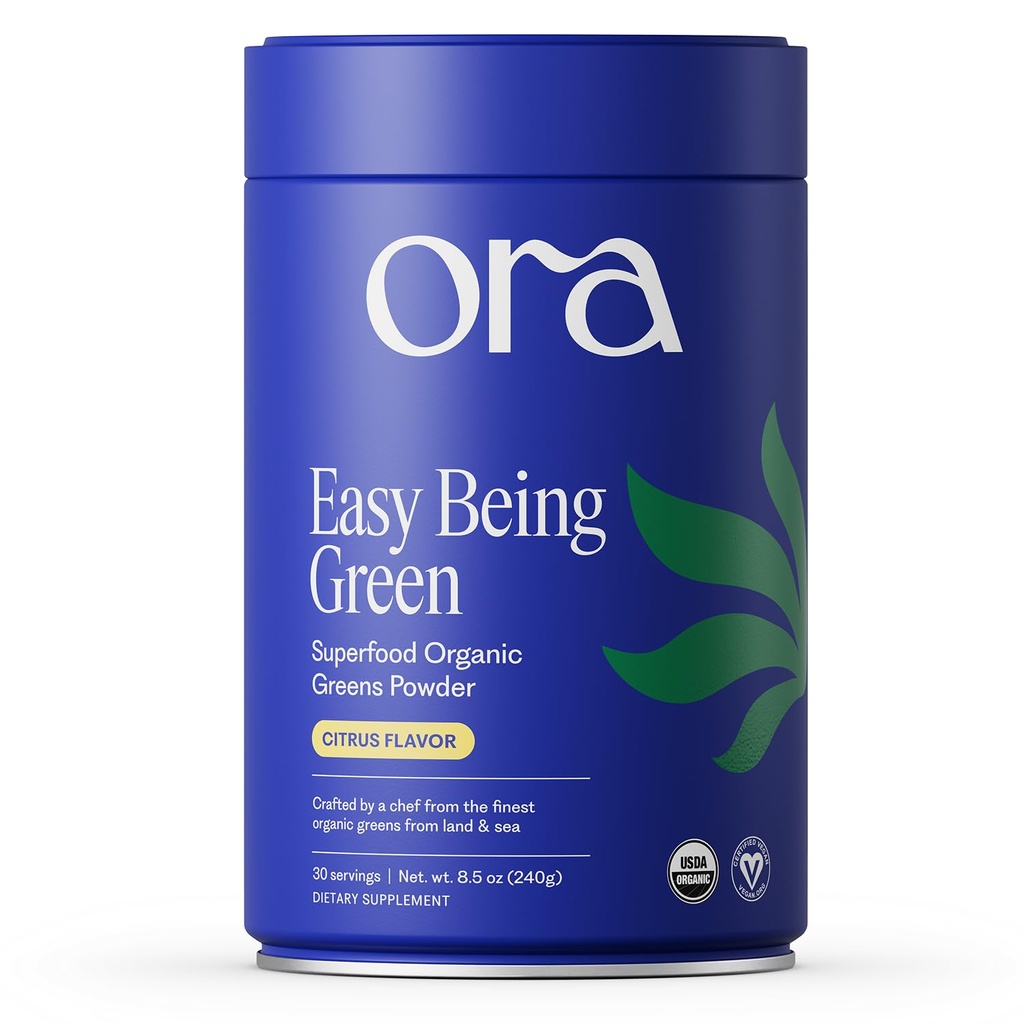 Ora Organic Greens Powder - Vegan, Gluten-free, Organic Super Greens Drink for Energy and Detox 