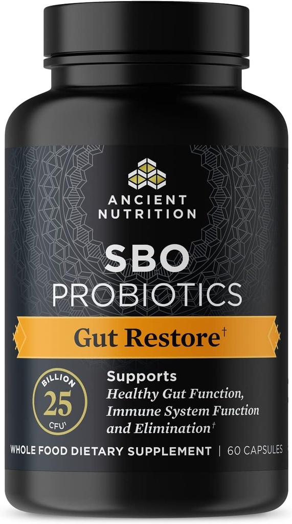 Eski Beslenme Probiyotikleri, SBO Probiyotiks Gut 60 Ct, Gut Health, Digestive and Immune Support, Gluten Free, Antik Superfoods Mix, 25 Milyar CFUs*