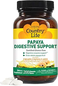 Ülke Life Chewable Papaya Enzymes for Digestion Support - Natural Pineapple & Papaya Flavor, Nutrient Abxia, Contains Papain & Pro - 200 Ctt