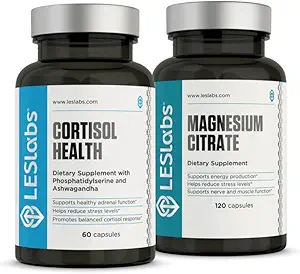 LES Labs Cortisol Health and Rest Bundle - Cortisol Manager & Magnesium Duo for Relaxation and Restful Sleep Support