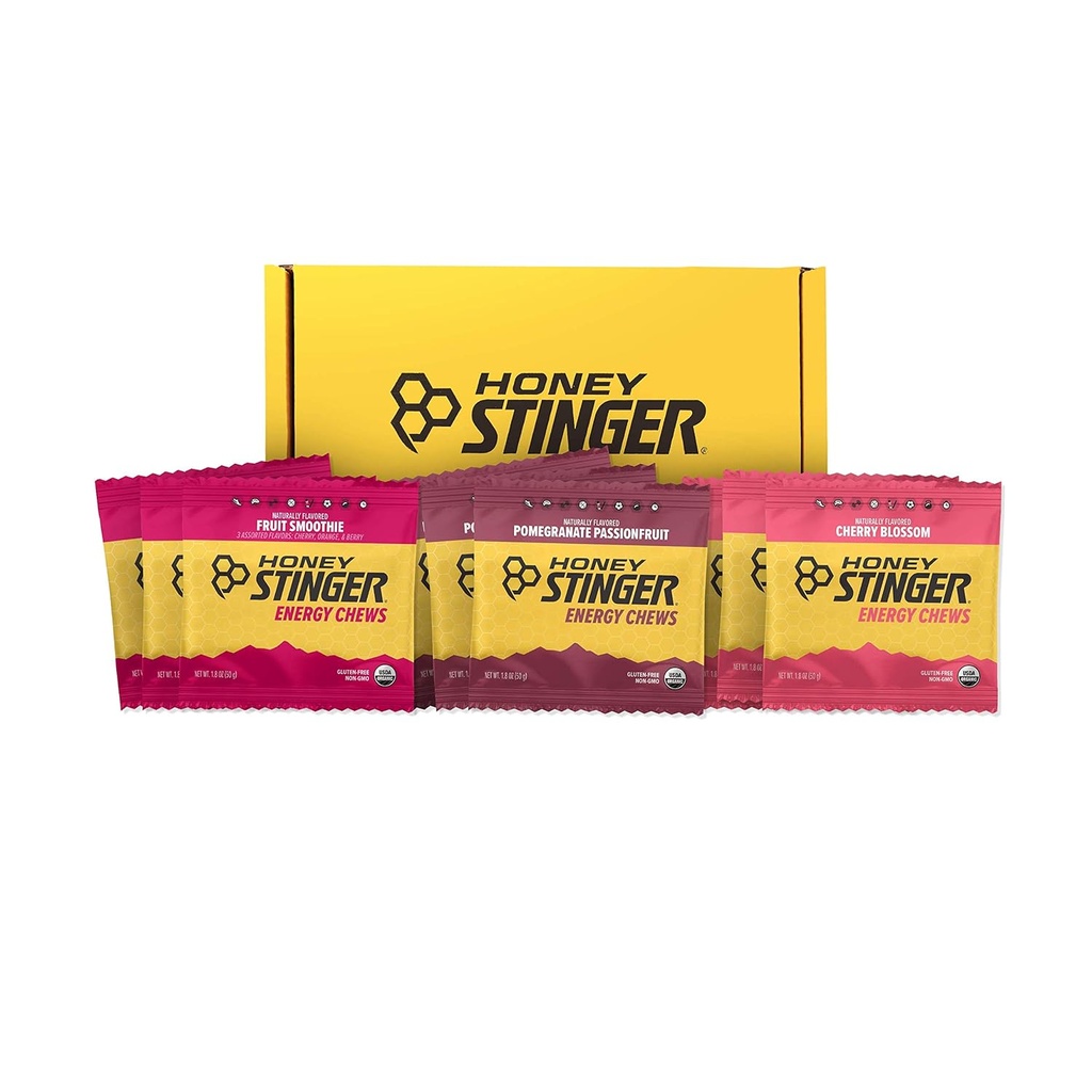 Honey Stinger Organik Enerji Chew Çeşitli Paket | 3 Pack Her bir meyve Smoothie, Pomegranate Tutkulu ve Cherry Blossom | Gluten Free & Caffeine Free | Spor Beslenmesi Tüm Egzersizler için