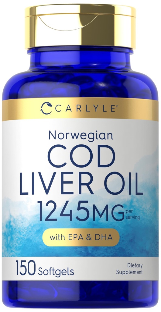 Carlyle Norveç Cod Liver Oil | EPA & DHA | 1245mg | 150 Softgels | Sıvı Capsules | Non-GMO & Gluten Free Supplement Supplement