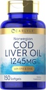Carlyle Norveç Cod Liver Oil | EPA & DHA | 1245mg | 150 Softgels | Sıvı Capsules | Non-GMO & Gluten Free Supplement Supplement